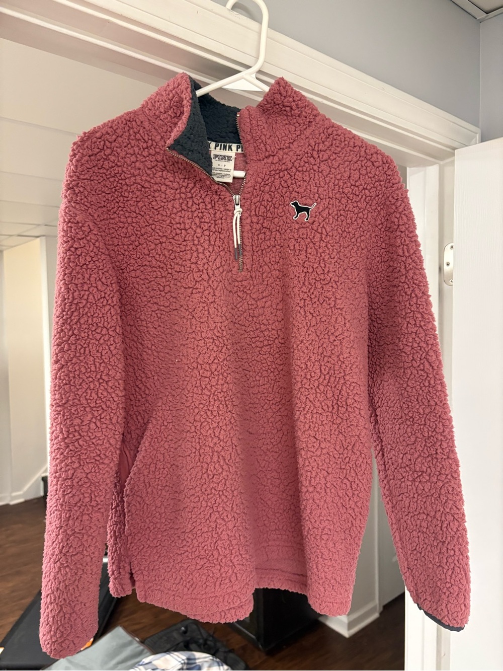 PINK Victoria's Secret Dusty Rose Sherpa 1/4 Zip Pullover